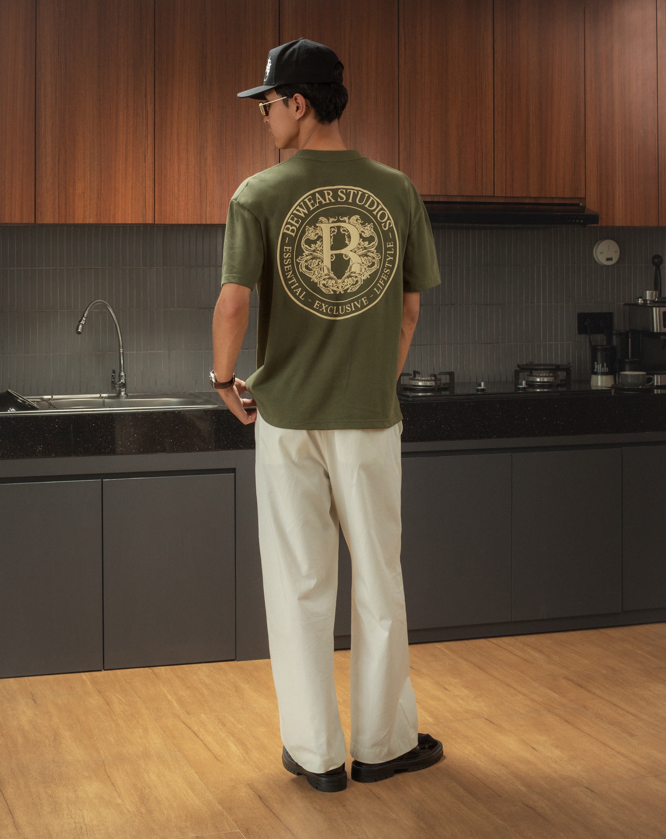 Bewear - Essentials Puff Oversize T-Shirt Olive 250GSM