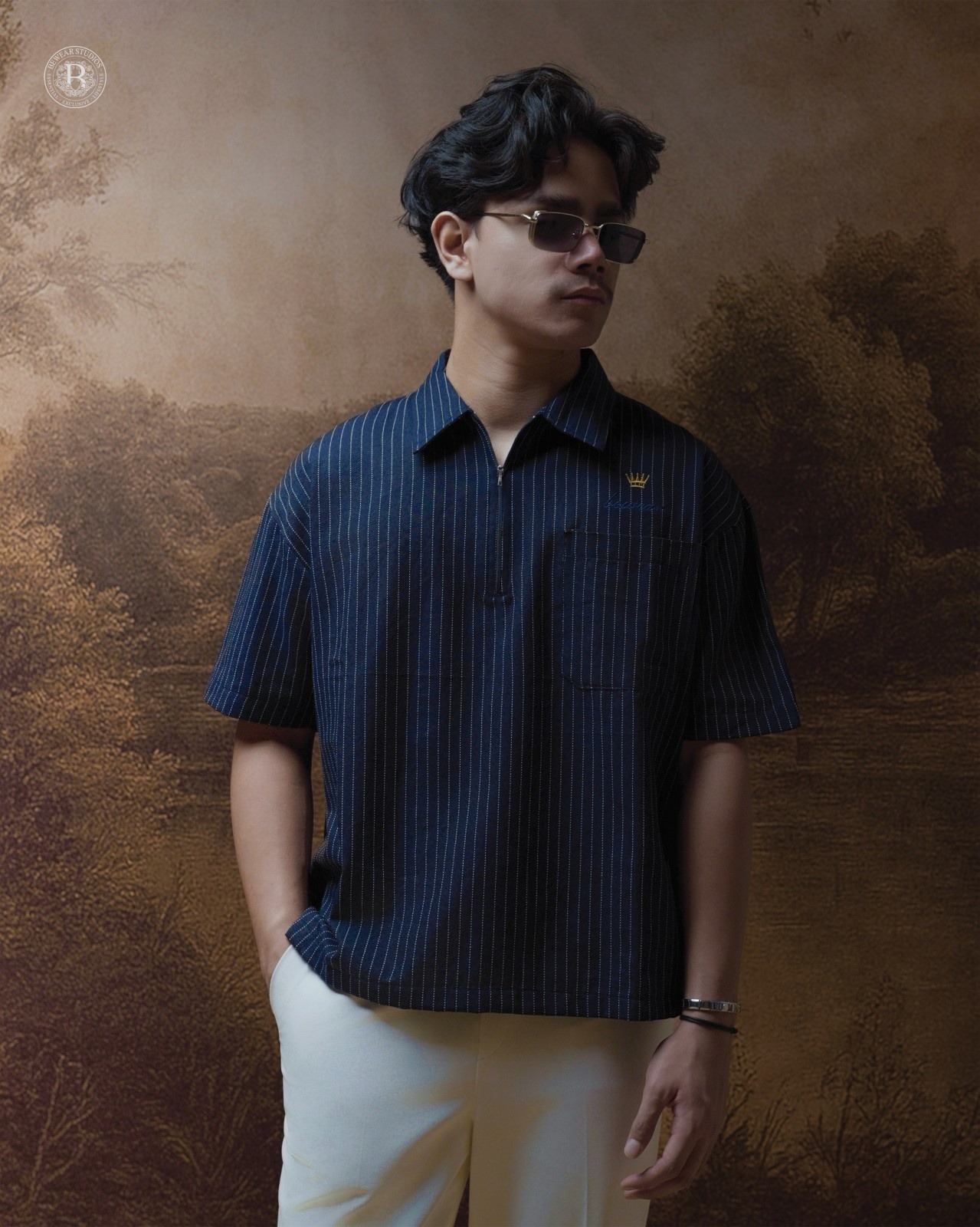 Bewear - Halfzip Shirt Stripe Navy