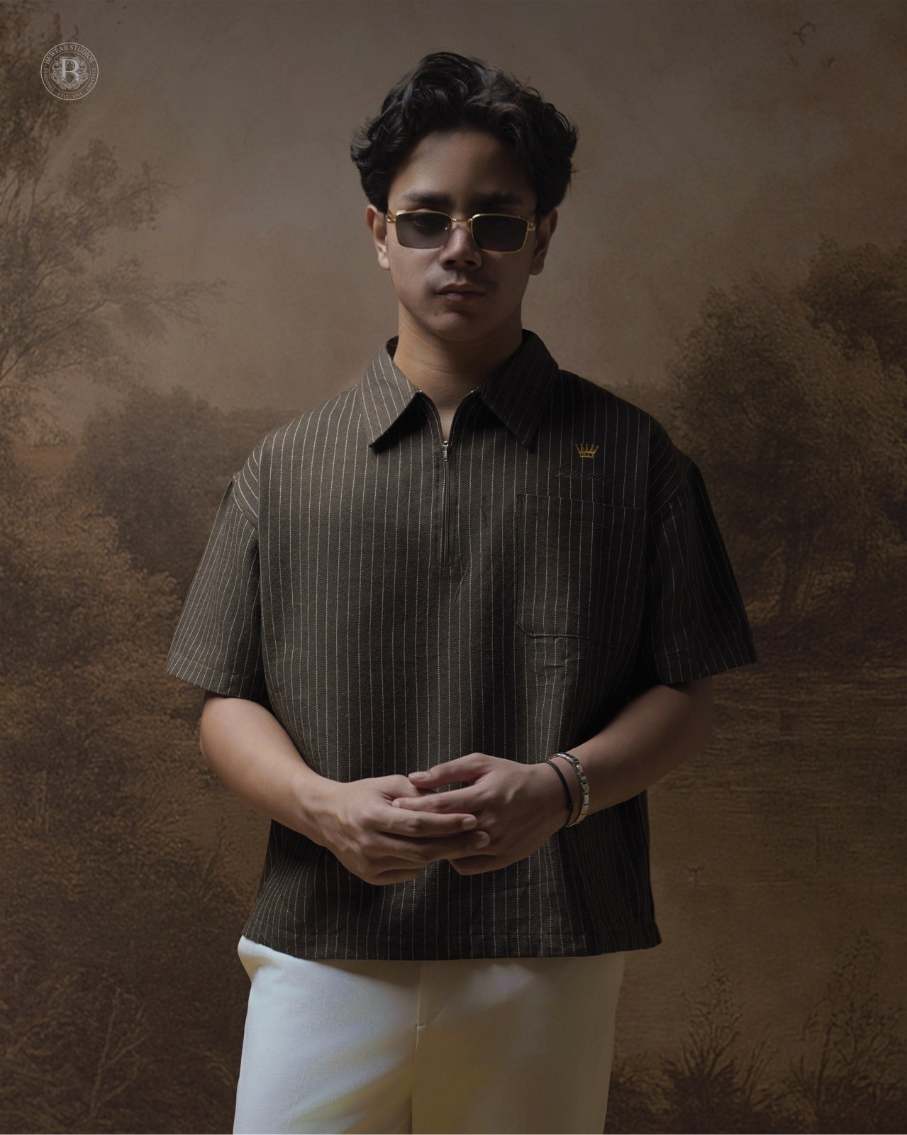 Bewear - Halfzip Shirt Stripe Brown