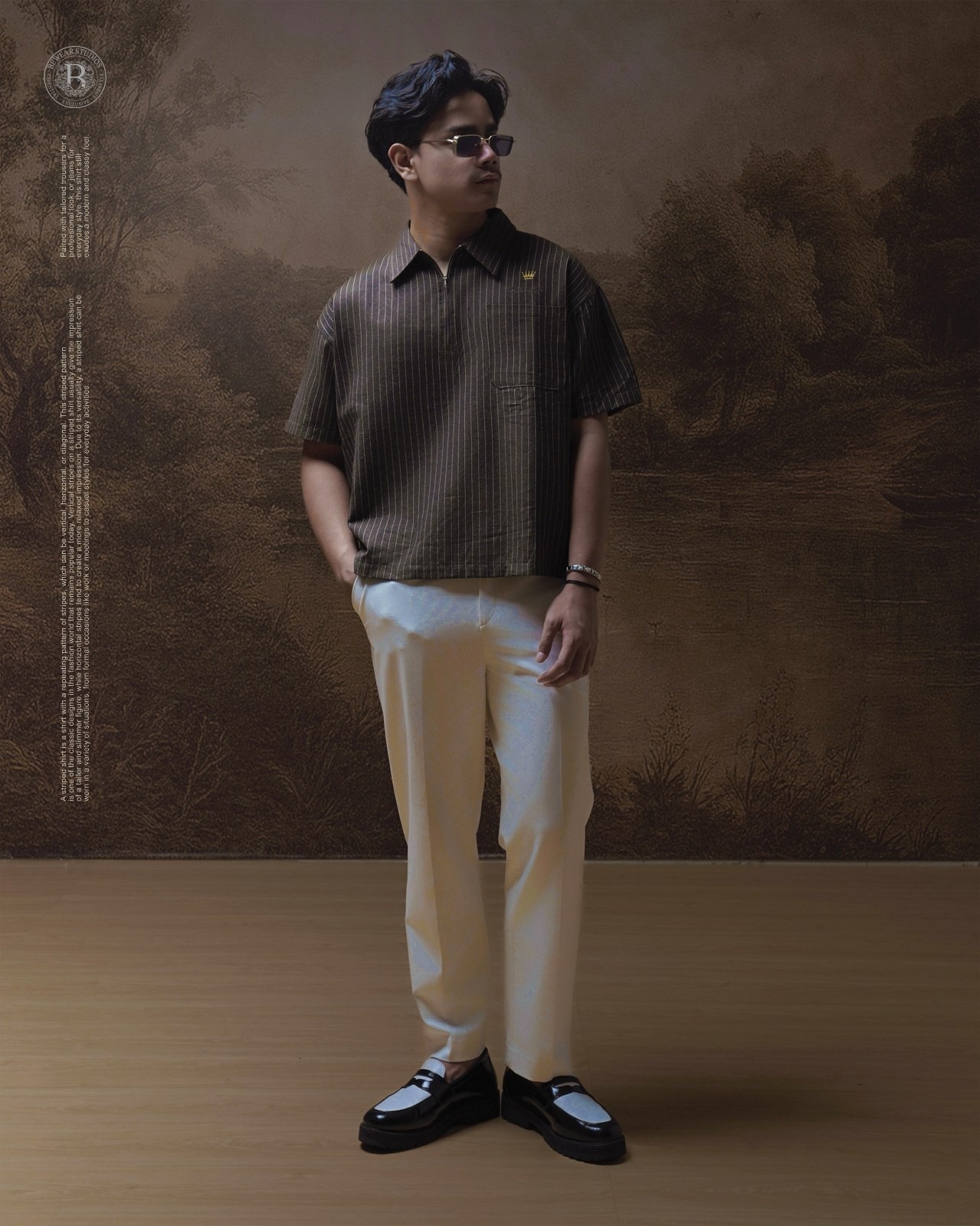 Bewear - Halfzip Shirt Stripe Brown