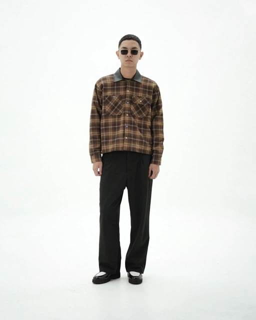 Bewear - Flannel Brown Jacket Leather Collar
