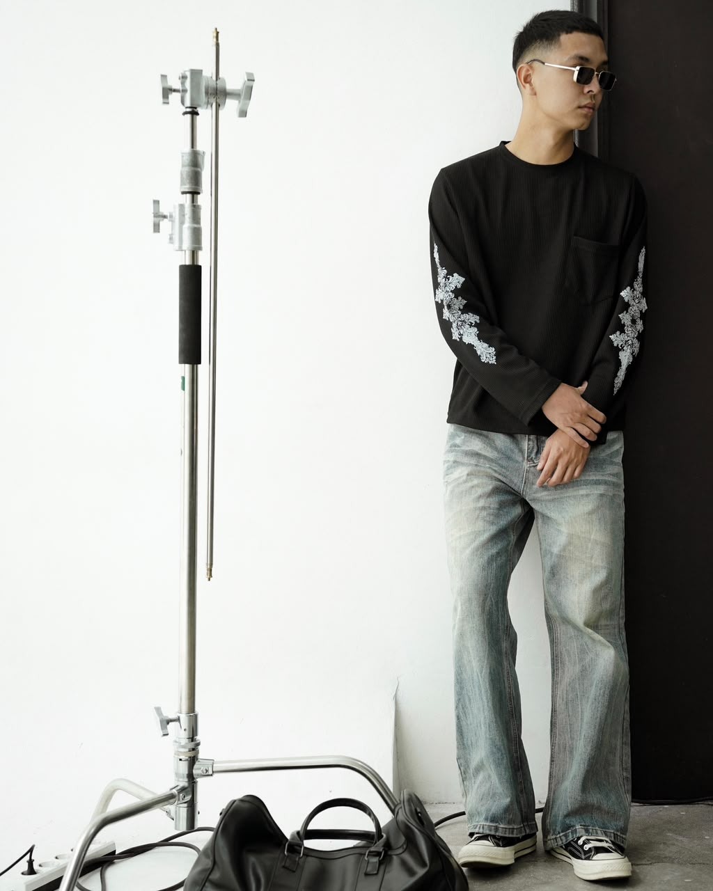 Bewear - Longsleeve Waffle Rose Black