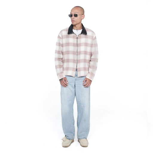 Image of Bewear - Jacket Flannel Leather Collar Dusty Pink