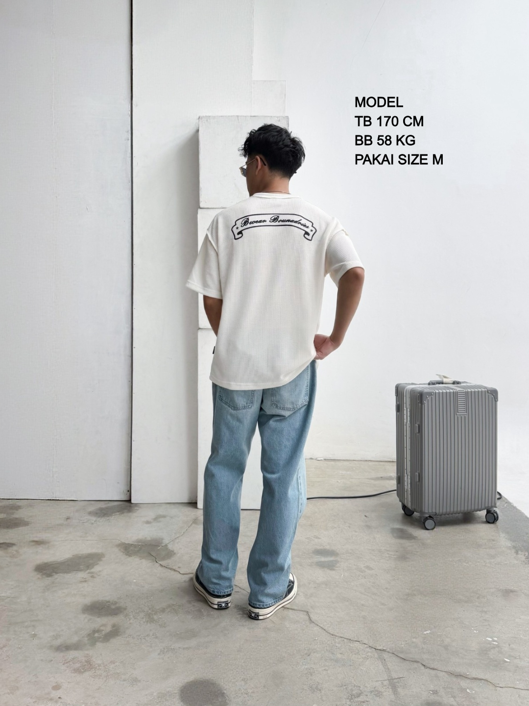 Bewear - Oversize T-Shirt Waffle Broken Whitee