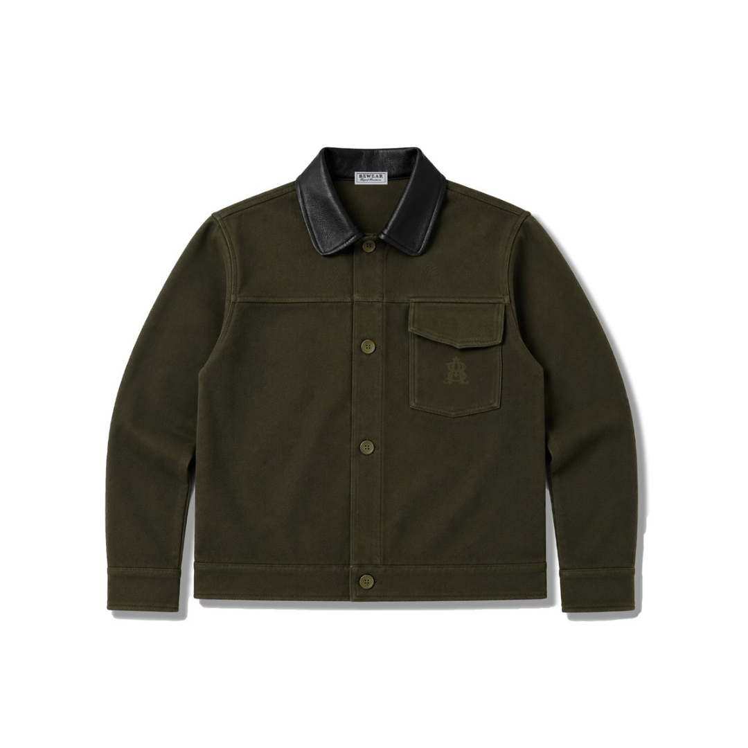 Bewear - Work Jacket Daily Leather Collar Olive
