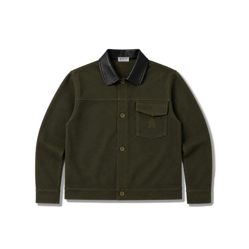 Image of Bewear - Work Jacket Daily Leather Collar Olive