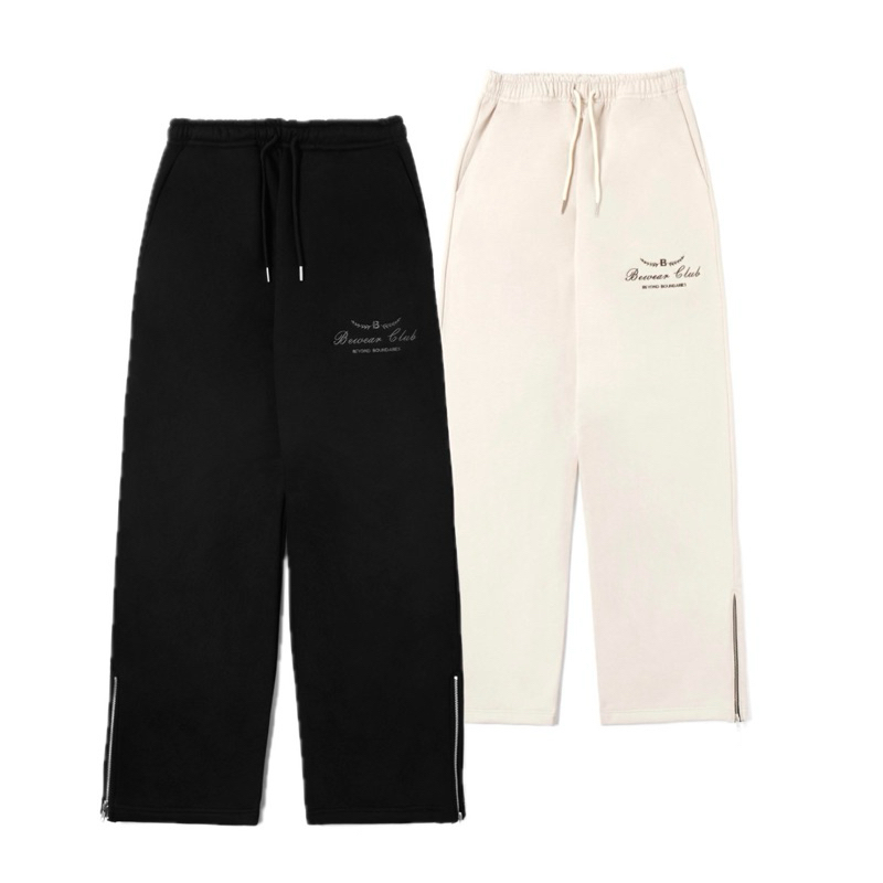 Bewear - Split Zip Sweatpants Black & Beige 330GSM