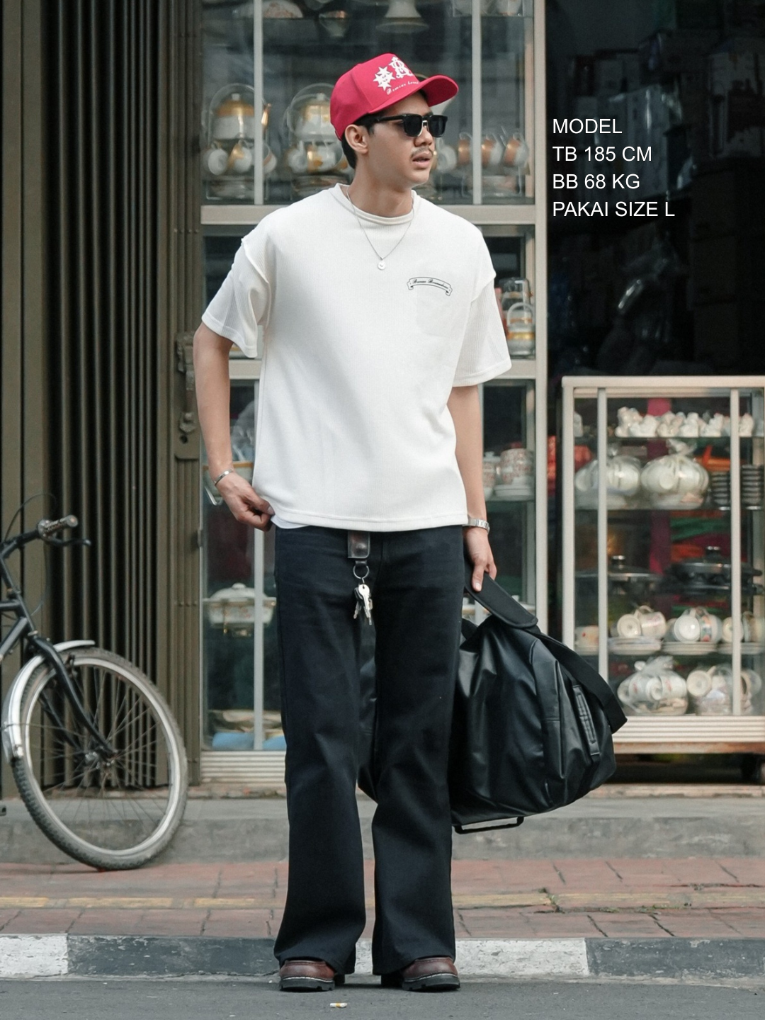 Bewear - Oversize T-Shirt Waffle Broken Whitee