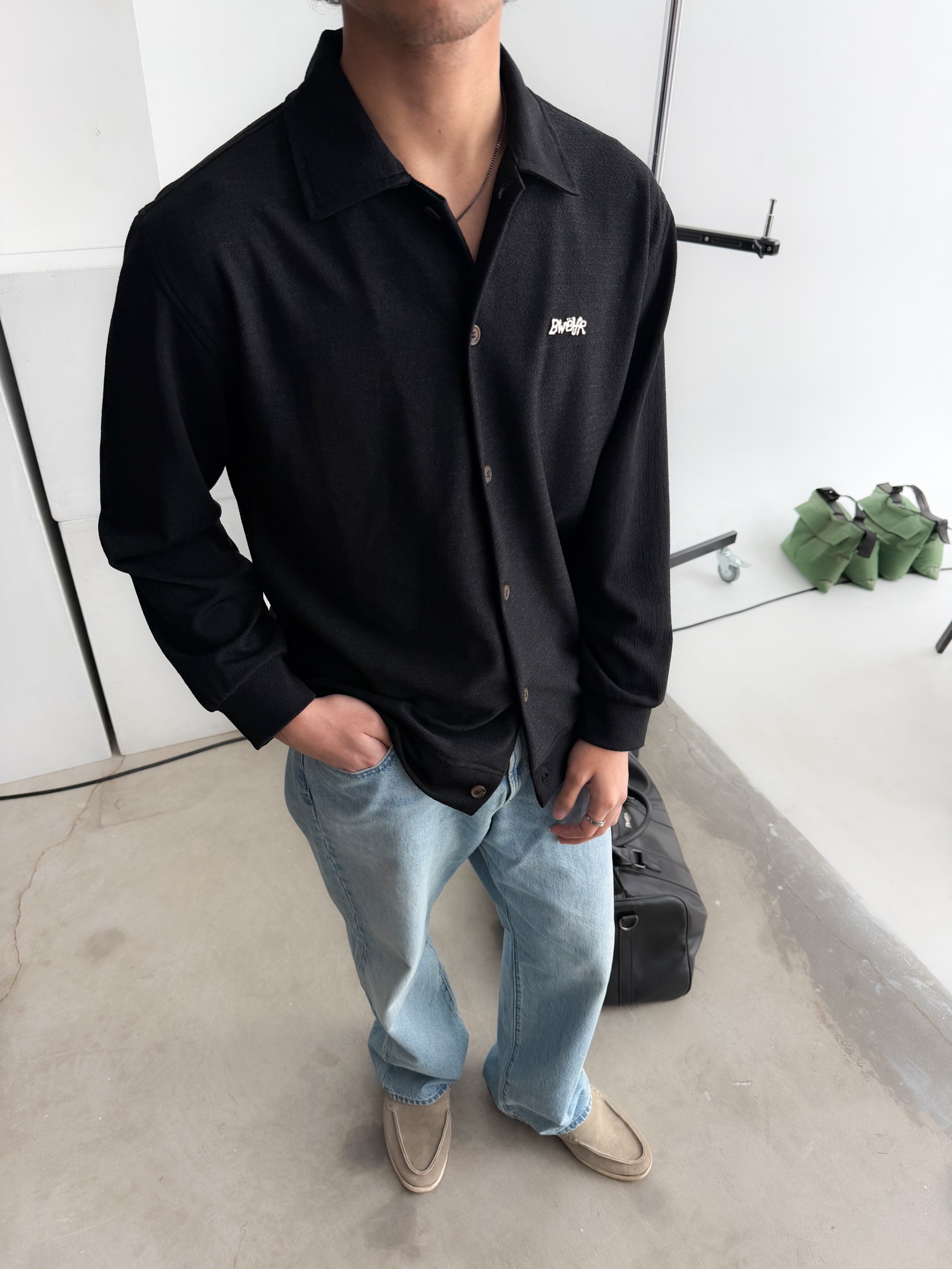 Bewear - Relaxed Fit Stretch Shirt Black