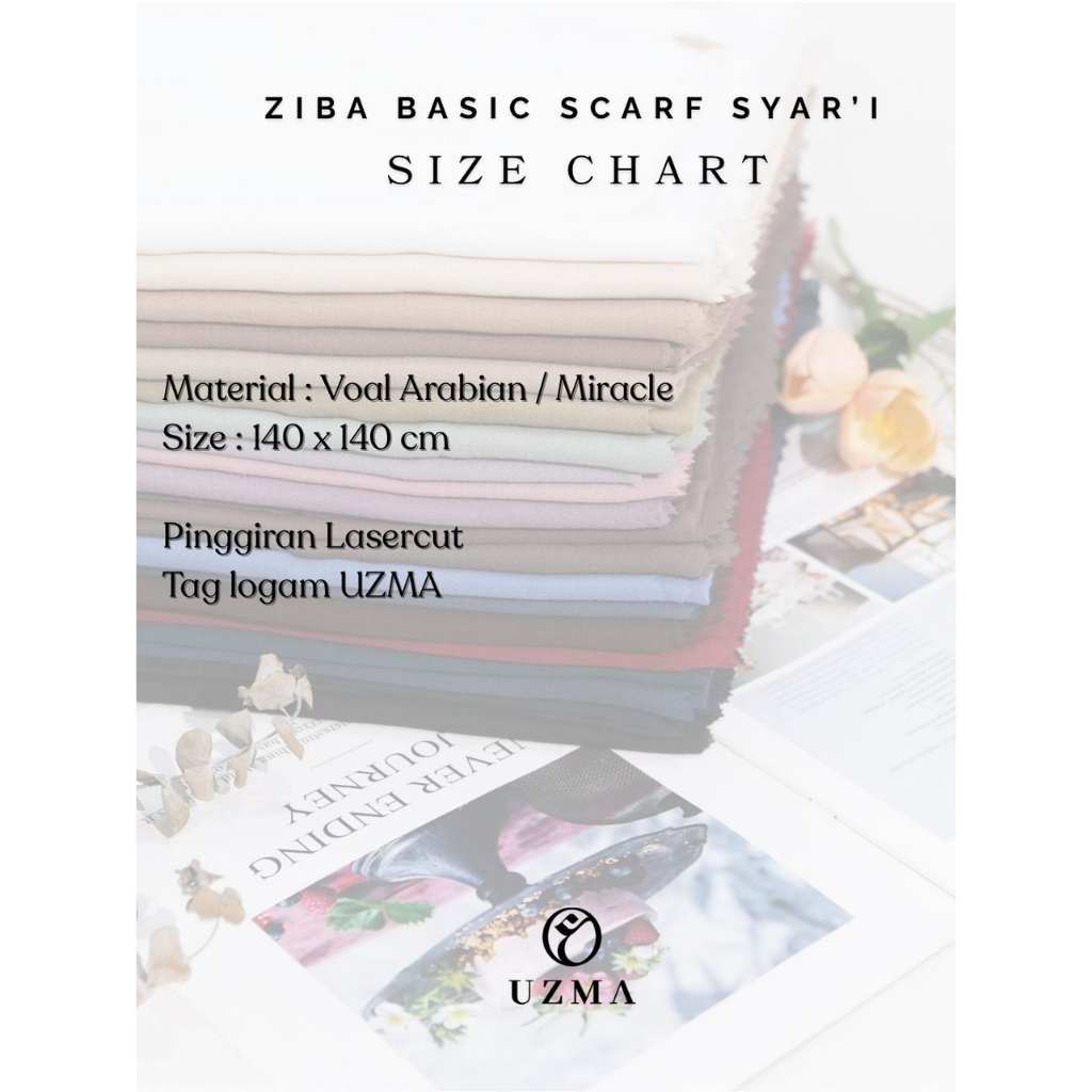 Uzma Indonesia ZIBA Basic Scarf Syar'i 140 x 140 cm Voal Arabian Miracle Segi Empat Polos BROKEN WHITE EMERALD BLACK NAVY