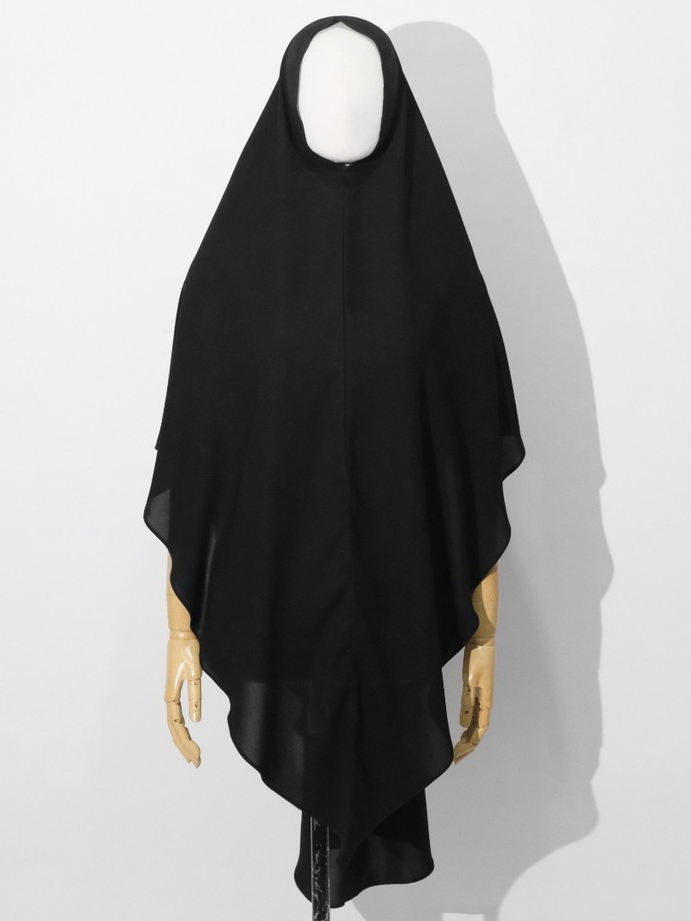 Uzma Indonesia - HAFSHAH French Khimar Non Pad Umroh Haji Umrah Hajj Basic Syar'i Poly Cooltech Polos Muslimah Gamis Simple Elegant Lembut Adem Black Jetblack