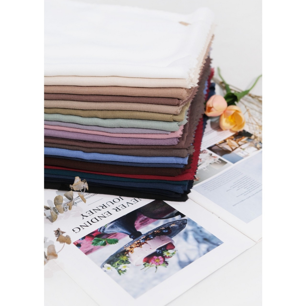 Uzma Indonesia ZIBA Basic Scarf Syar'i 140 x 140 cm Voal Arabian Miracle Segi Empat Polos BROKEN WHITE EMERALD BLACK NAVY