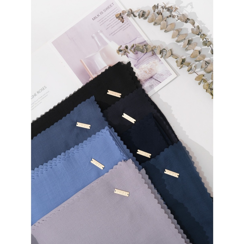 Uzma Indonesia ZIBA Basic Scarf Syar'i 140 x 140 cm Voal Arabian Miracle Segi Empat Polos BROKEN WHITE EMERALD BLACK NAVY