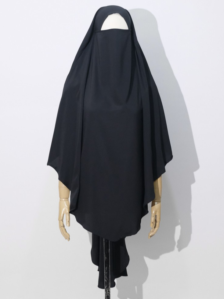 Uzma Indonesia - HAFSHAH French Khimar Non Pad Umroh Haji Umrah Hajj Basic Syar'i Poly Cooltech Polos Muslimah Gamis Simple Elegant Lembut Adem Black Jetblack