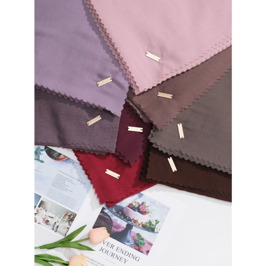 Uzma Indonesia ZIBA Basic Scarf Syar'i 140 x 140 cm Voal Arabian Miracle Segi Empat Polos BROKEN WHITE EMERALD BLACK NAVY
