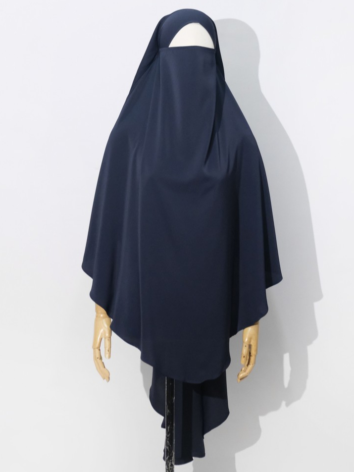 Uzma Indonesia - HAFSHAH French Khimar Non Pad Umroh Haji Umrah Hajj Basic Syar'i Poly Cooltech Polos Muslimah Gamis Simple Elegant Lembut Adem Black Jetblack