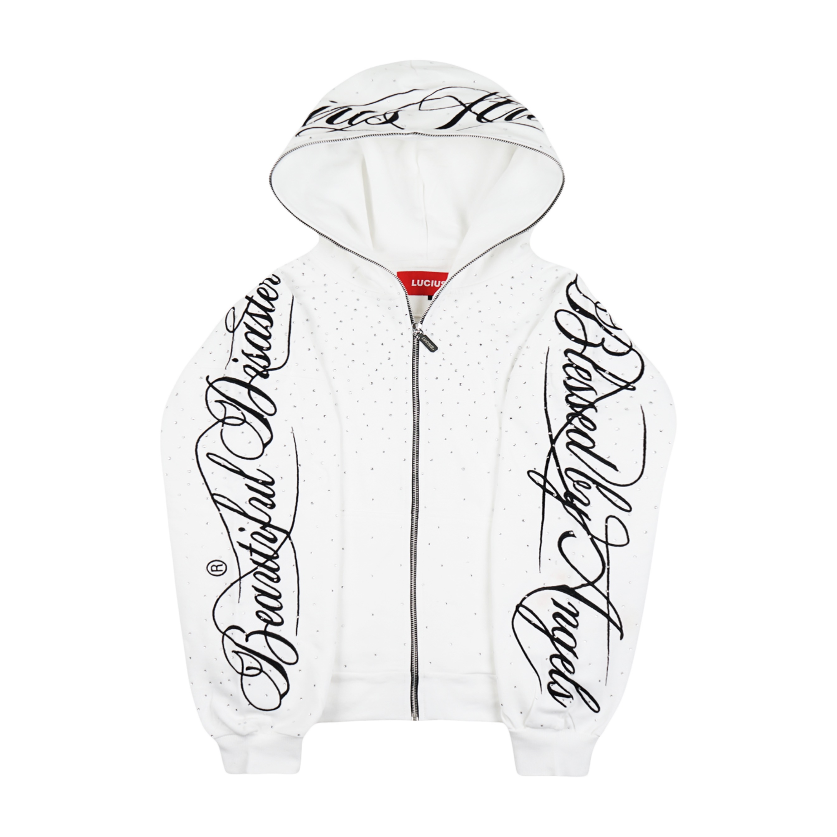 LUCIUS DIAMOND DUST ZIP UP - WHITE