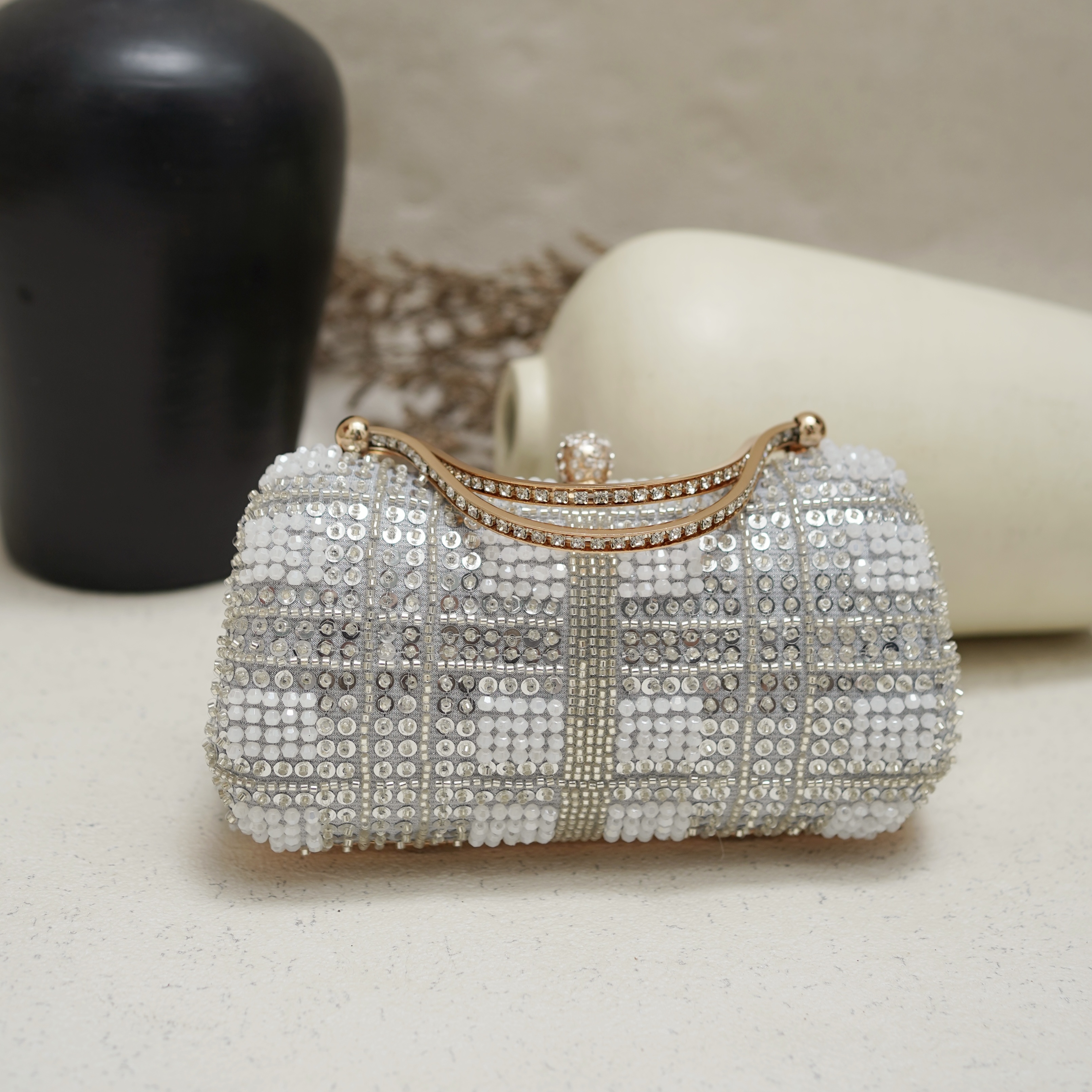 Deu_Calantha Tas Pesta Wanita Premium Athena Bag – Clutch Bridal Elegant Full Payet Mewah Frame Gold untuk Kondangan & Wedding Party