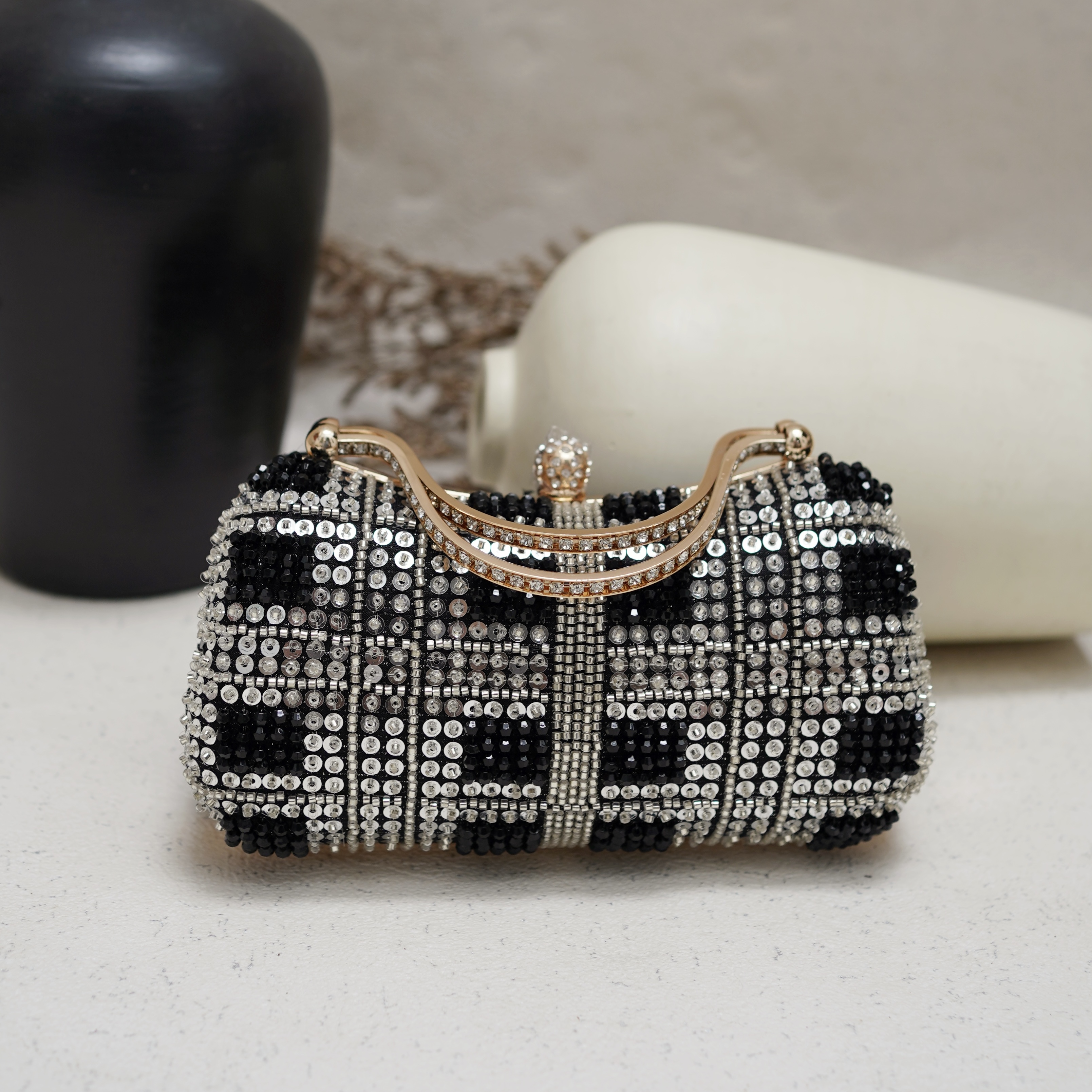 Deu_Calantha Tas Pesta Wanita Premium Athena Bag – Clutch Bridal Elegant Full Payet Mewah Frame Gold untuk Kondangan & Wedding Party
