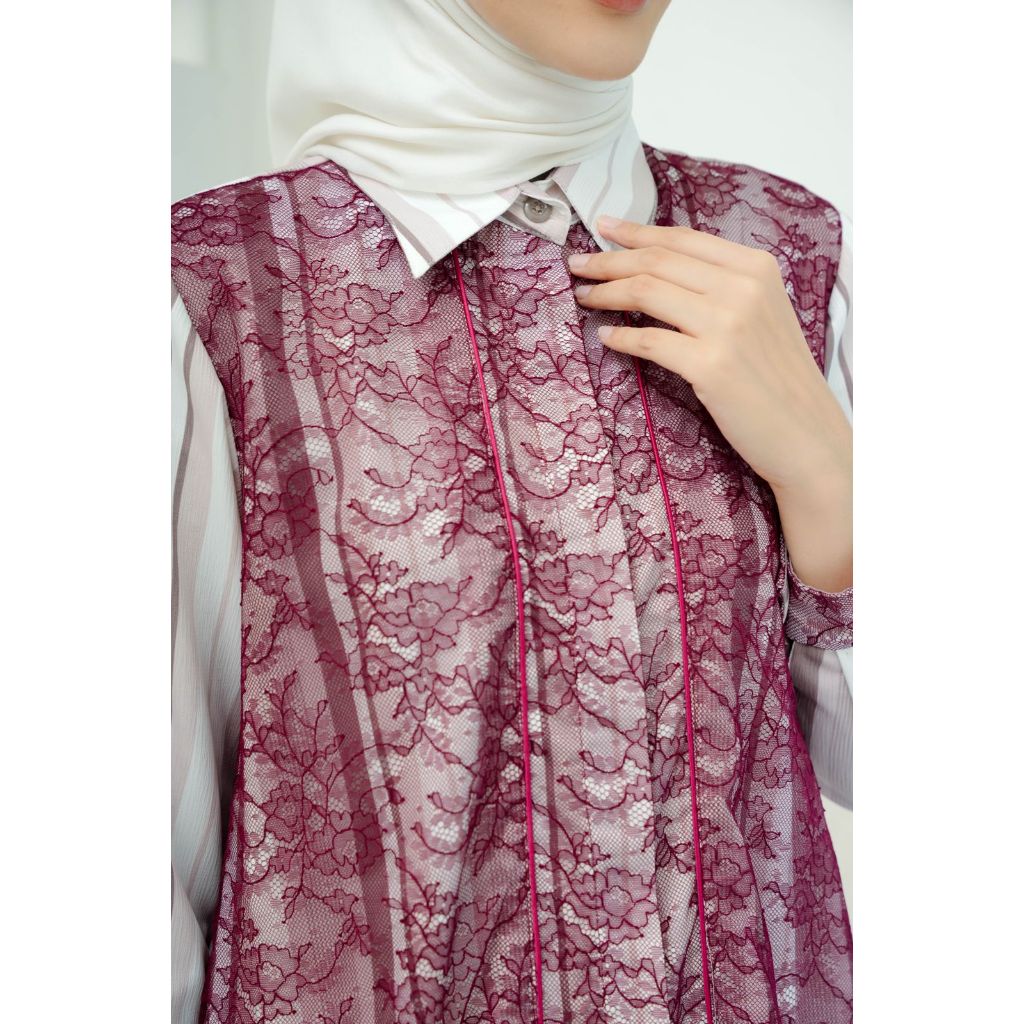 Chantilly & Stripes Tunic - Scarlet Charm