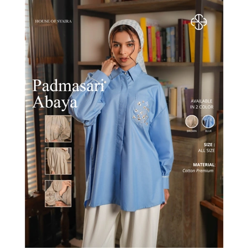 House of Syaira Padmasari Shirt Semanggi Series - Kemeja Wanita Kancing Katun Premium Bordir Payet Elegan