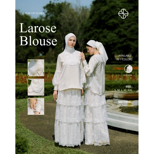 House of Syaira Larose Blouse IFW Series – Blouse Wanita Silk Premium Renda & Chantilly