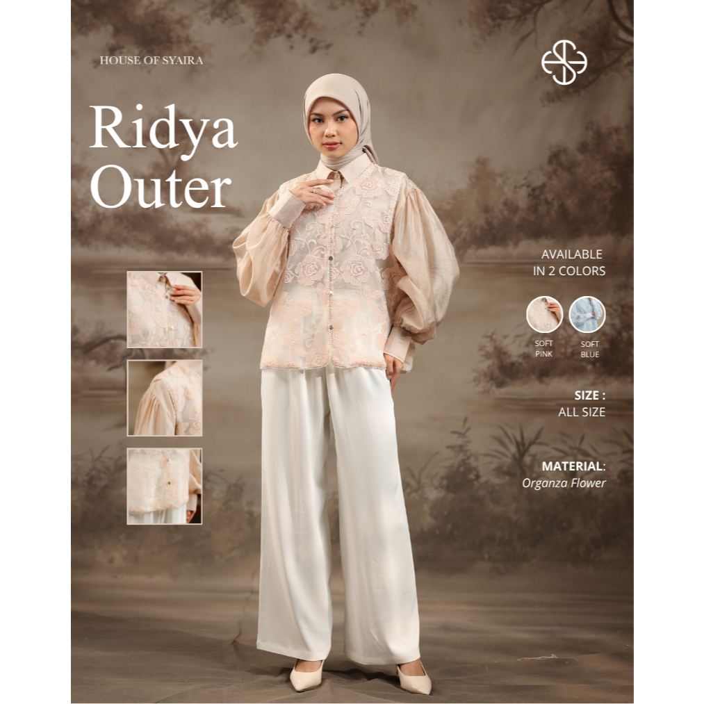 House of Syaira Ridya Outer - Outer Vest Wanita Organza Floral Payet Elegan
