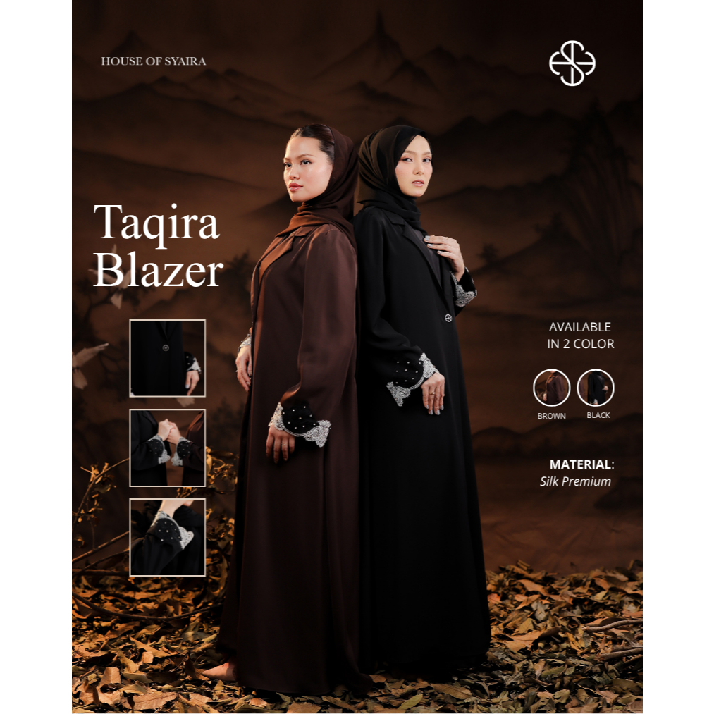 House of Syaira Taqira Blazer - Blazer Wanita Silk Premium Renda Payet Elegan