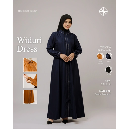 House of Syaira Widuri Dress - Dress Wanita Katun Premium Elegan Lengan Panjang