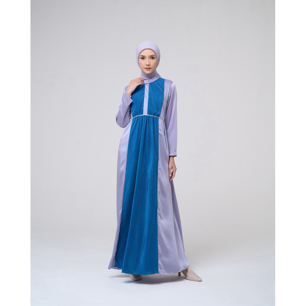 House of Syaira Aulia Dress - Dress Wanita Plisket Satin Premium Elegan