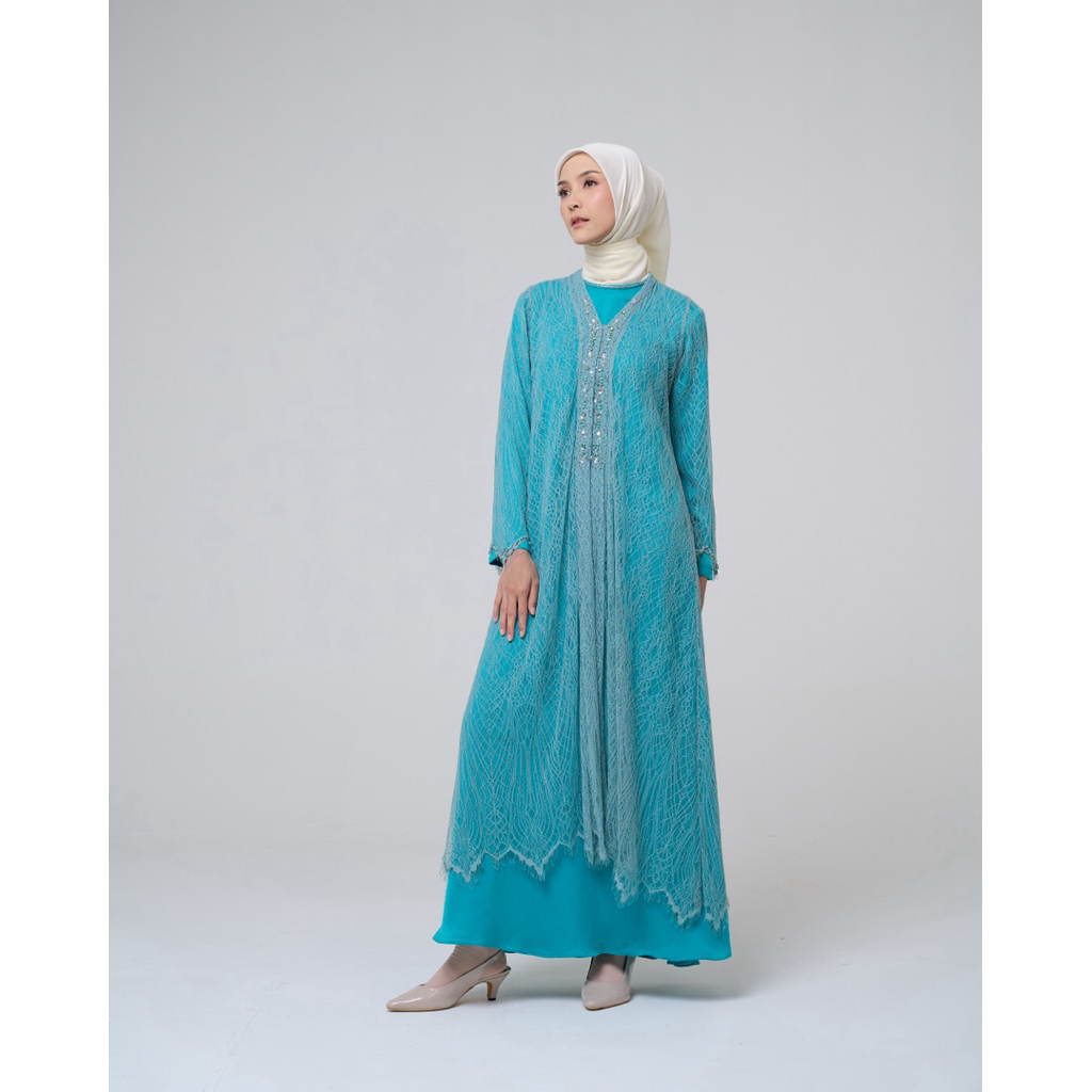 House of Syaira Safira Dress - Dress Wanita Brokat Payet Chiffon Flowy Elegan