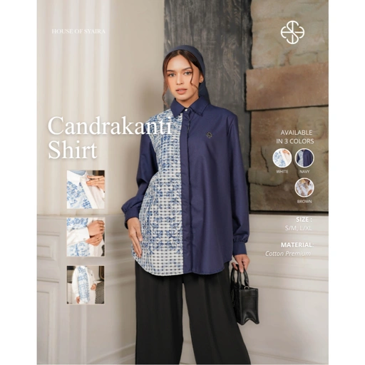 House of Syaira Candrakanti Shirt Semanggi Series - Kemeja Wanita Katun Premium Motif Payet Elegan