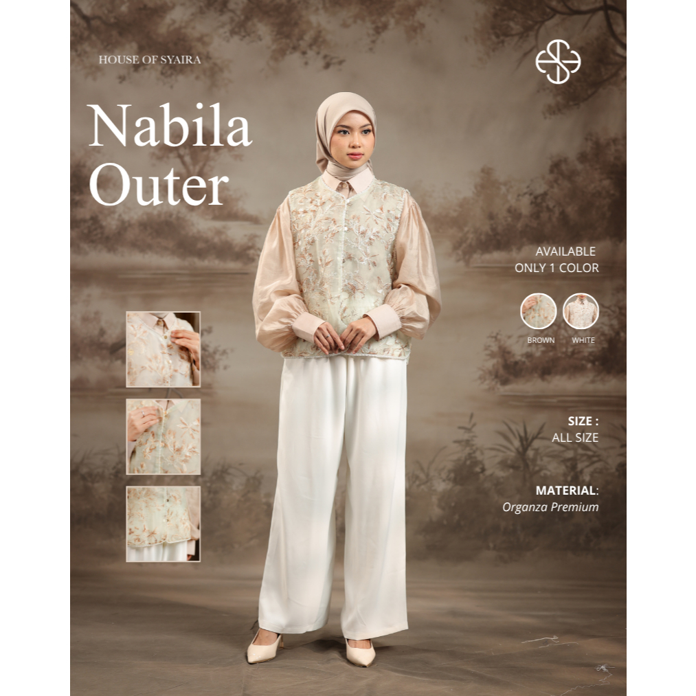 House of Syaira Nabila Outer - Outer Wanita Organza Bordir Payet Elegan Sleeveless