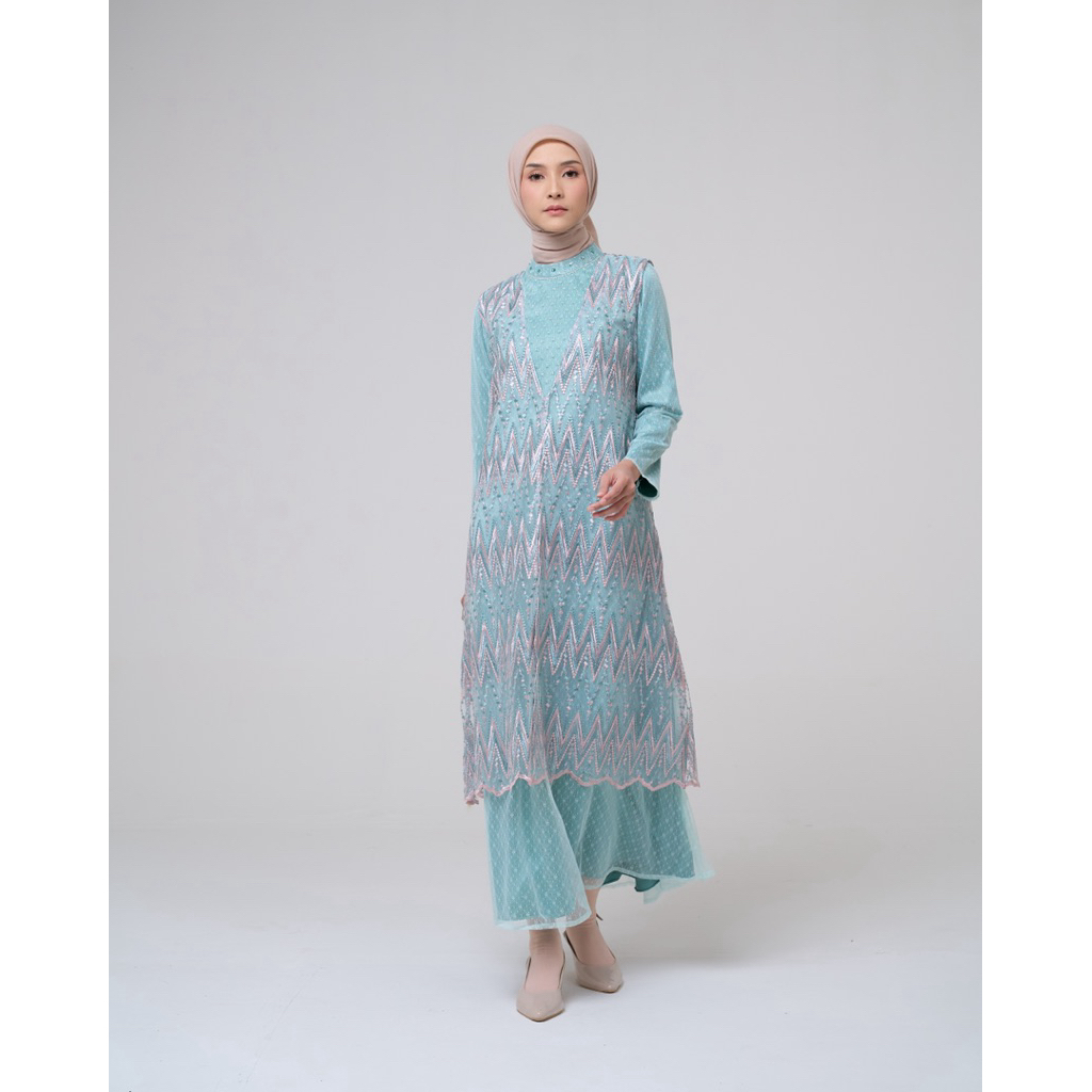 House of Syaira Aliyah Dress 2 in 1 - Dress Wanita Cotton Embroidery Outer Brokat Premium