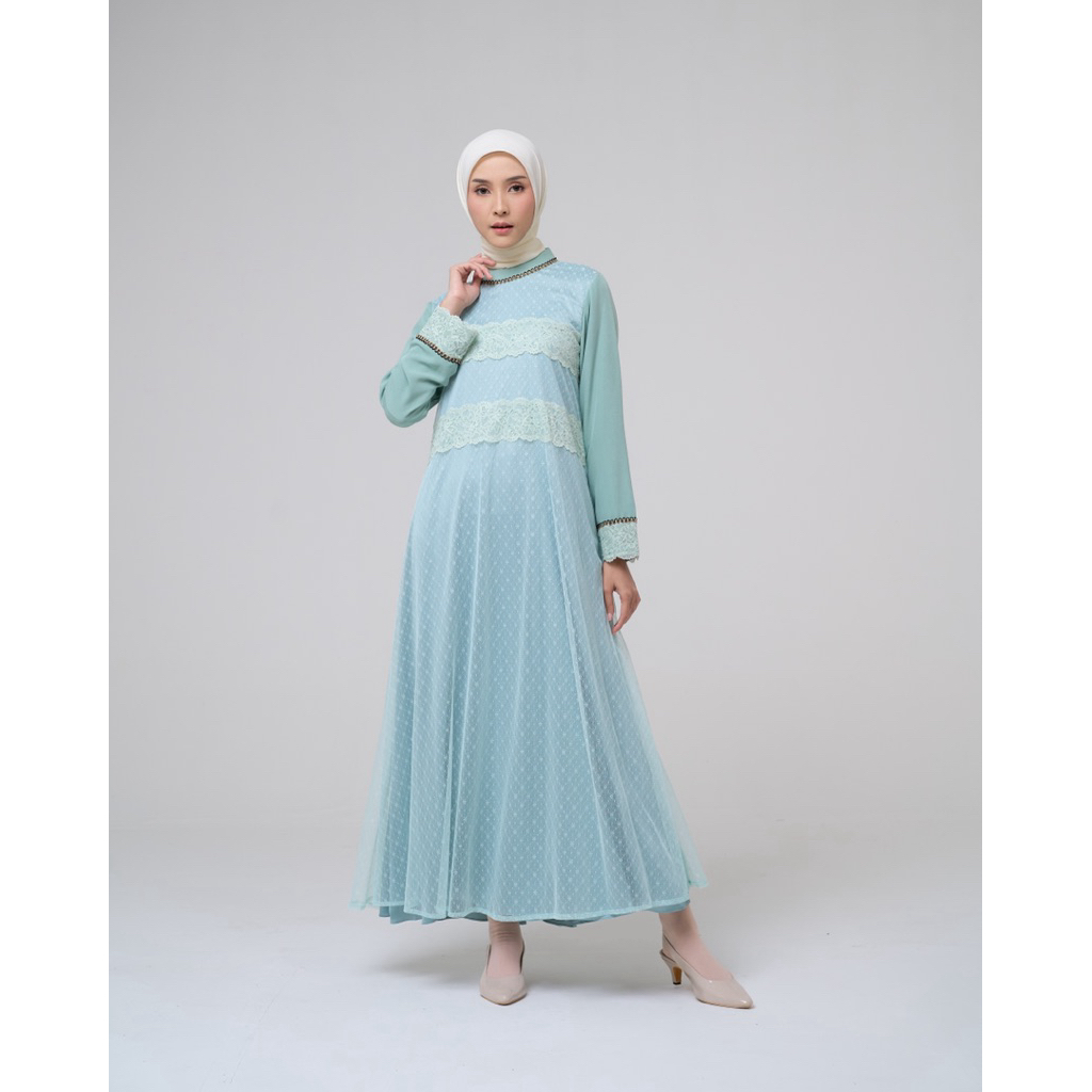 House of Syaira Nadira Dress - Dress Wanita Lace Premium Lengan Panjang Flowy