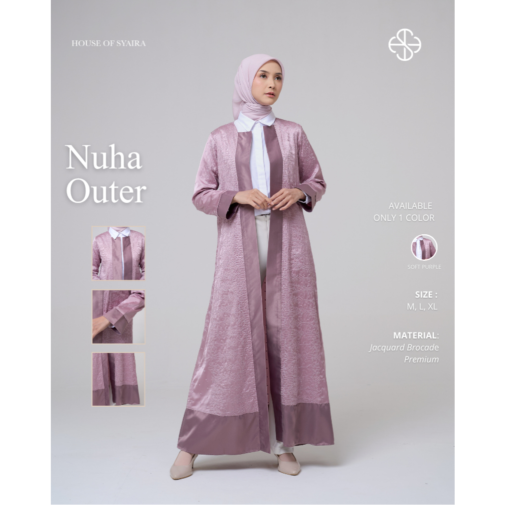 House of Syaira Nuha Outer - Outer Panjang Wanita Motif Timbul Premium Elegan