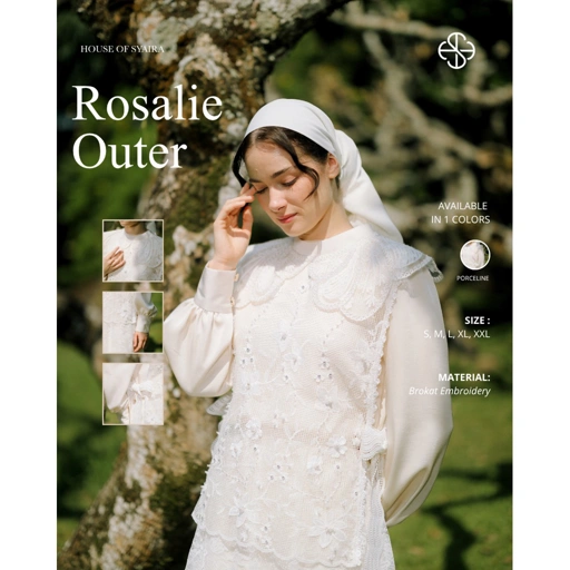 House of Syaira Rosalie Outer IFW Series – Outer Apron Wanita Brokat Embroidery Payet Exclusive