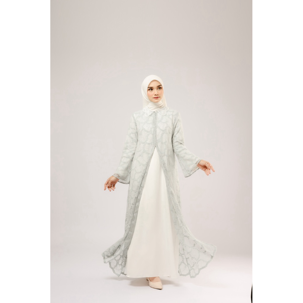 House of Syaira Seraphine Outer - Outer Wanita Brokat Silver Elegan