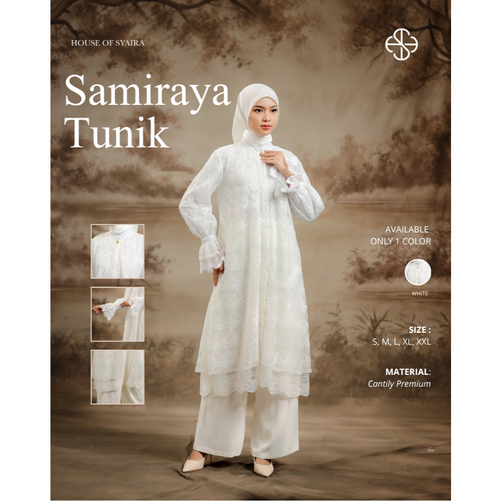 House of Syaira Samiraya Tunik - Tunik Wanita Tile Bordir Cantily Premium Elegan