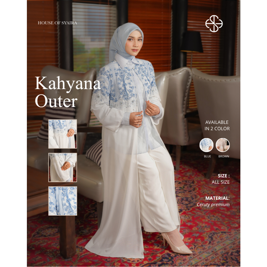 House of Syaira Kahyana Outer Semanggi Series - Long Outer Wanita Ceruty Bordir Payet Elegan