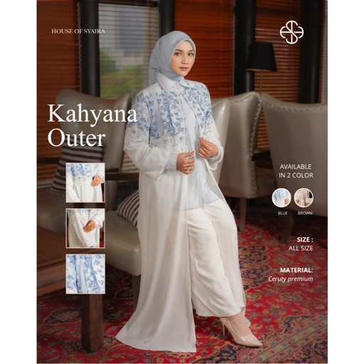 House of Syaira Kahyana Outer Semanggi Series - Long Outer Wanita Ceruty Bordir Payet Elegan