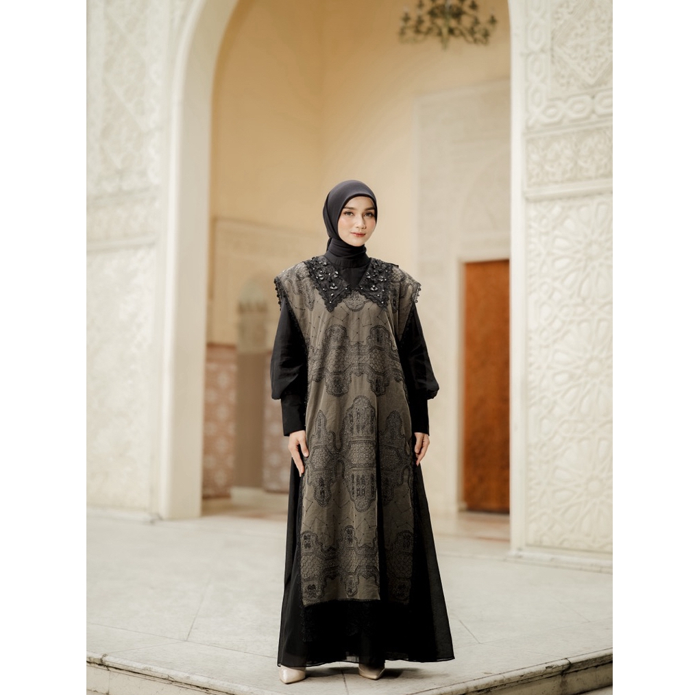 House of Syaira Nuraya Outer & Arka Koko - Outer Brokat Embroidery Wanita Renda Payet Premium
