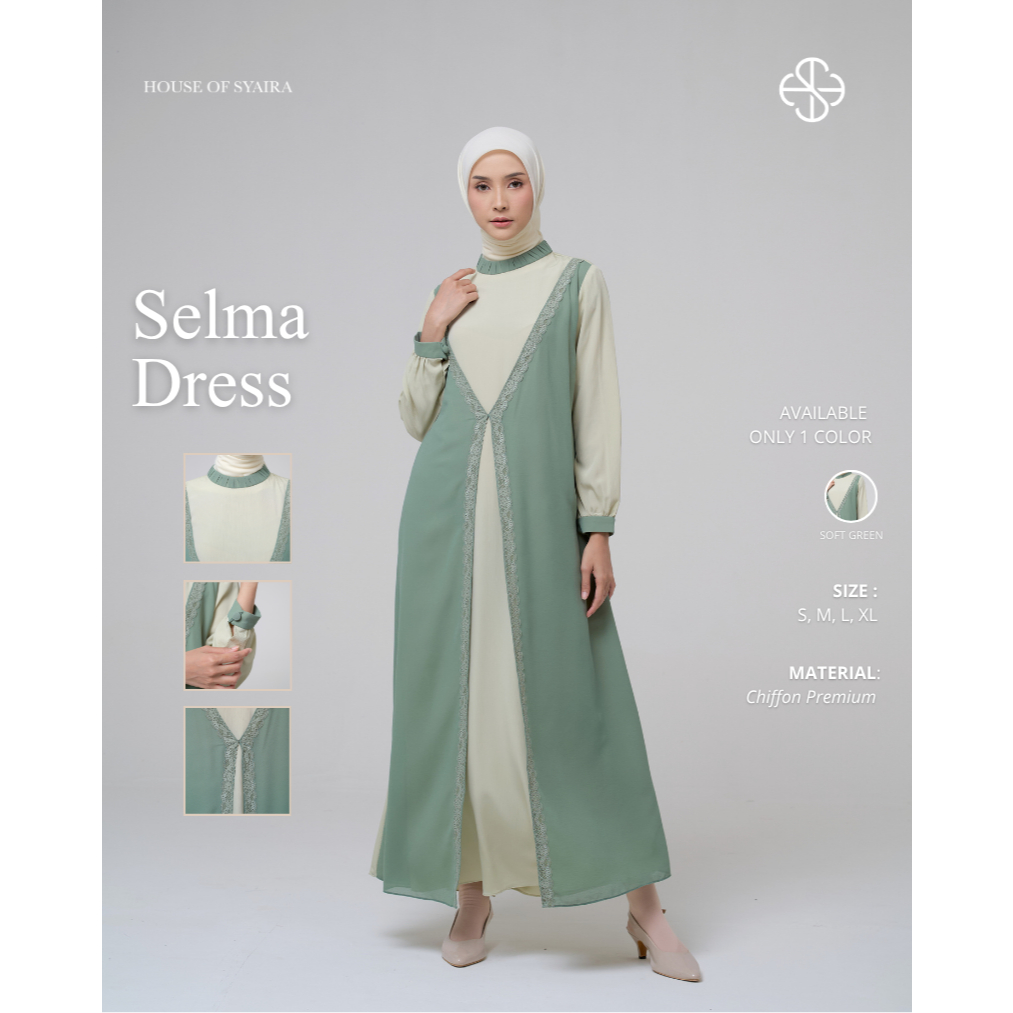 House of Syaira Selma Dress - Dress Wanita Layer Chiffon Flowy Premium