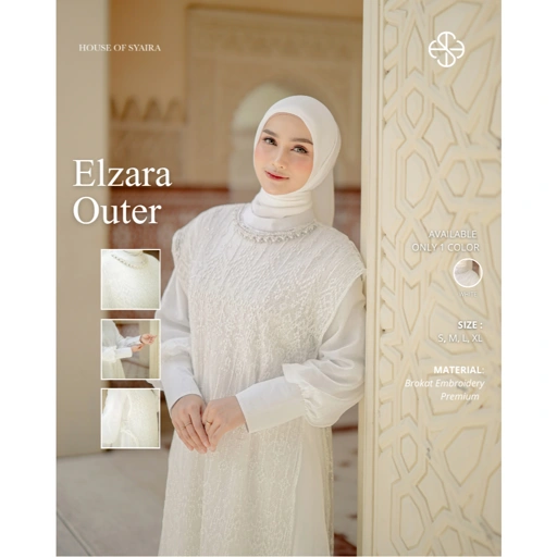 House of Syaira Elzara Outer & Zahir Koko - Outer Apron Wanita Brokat Embroidery Payet Elegan