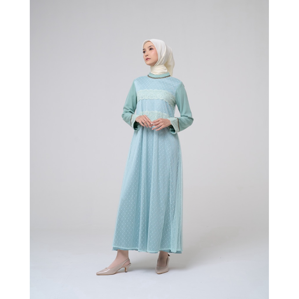 House of Syaira Nadira Dress - Dress Wanita Lace Premium Lengan Panjang Flowy