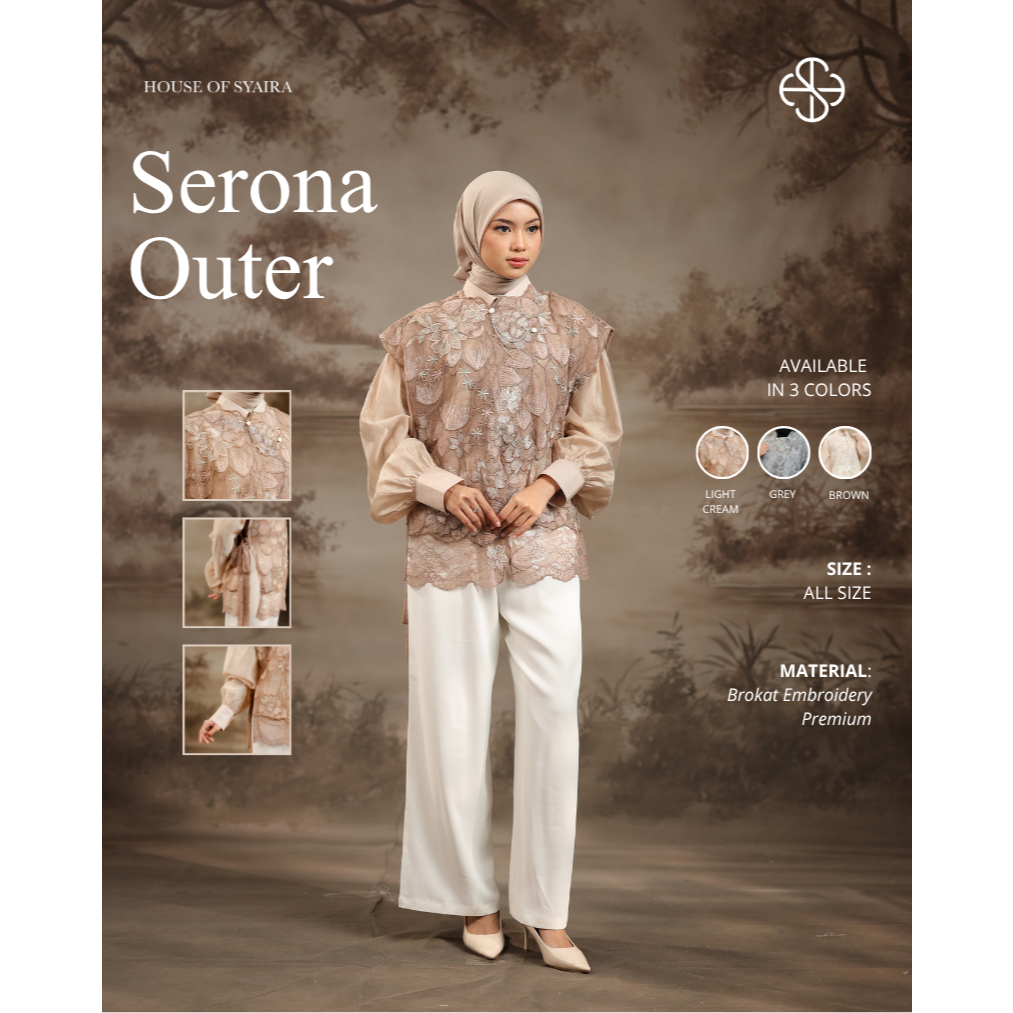 House of Syaira Serona Outer - Outer Wanita Brokat Embroidery Premium