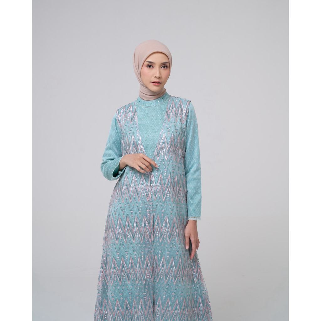 House of Syaira Aliyah Dress 2 in 1 - Dress Wanita Cotton Embroidery Outer Brokat Premium