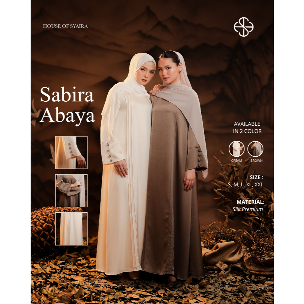 House of Syaira Sabira Abaya - Dress Abaya Wanita Muslim Silk Premium Detail Piping