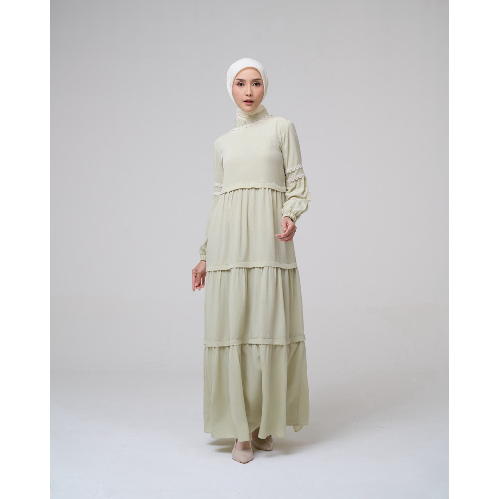 House of Syaira Amalia Dress - Dress Wanita Chiffon Flowly Lengan Puff Elegan
