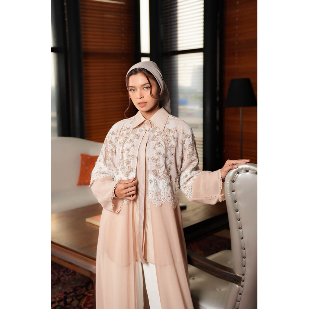 House of Syaira Kahyana Outer Semanggi Series - Long Outer Wanita Ceruty Bordir Payet Elegan